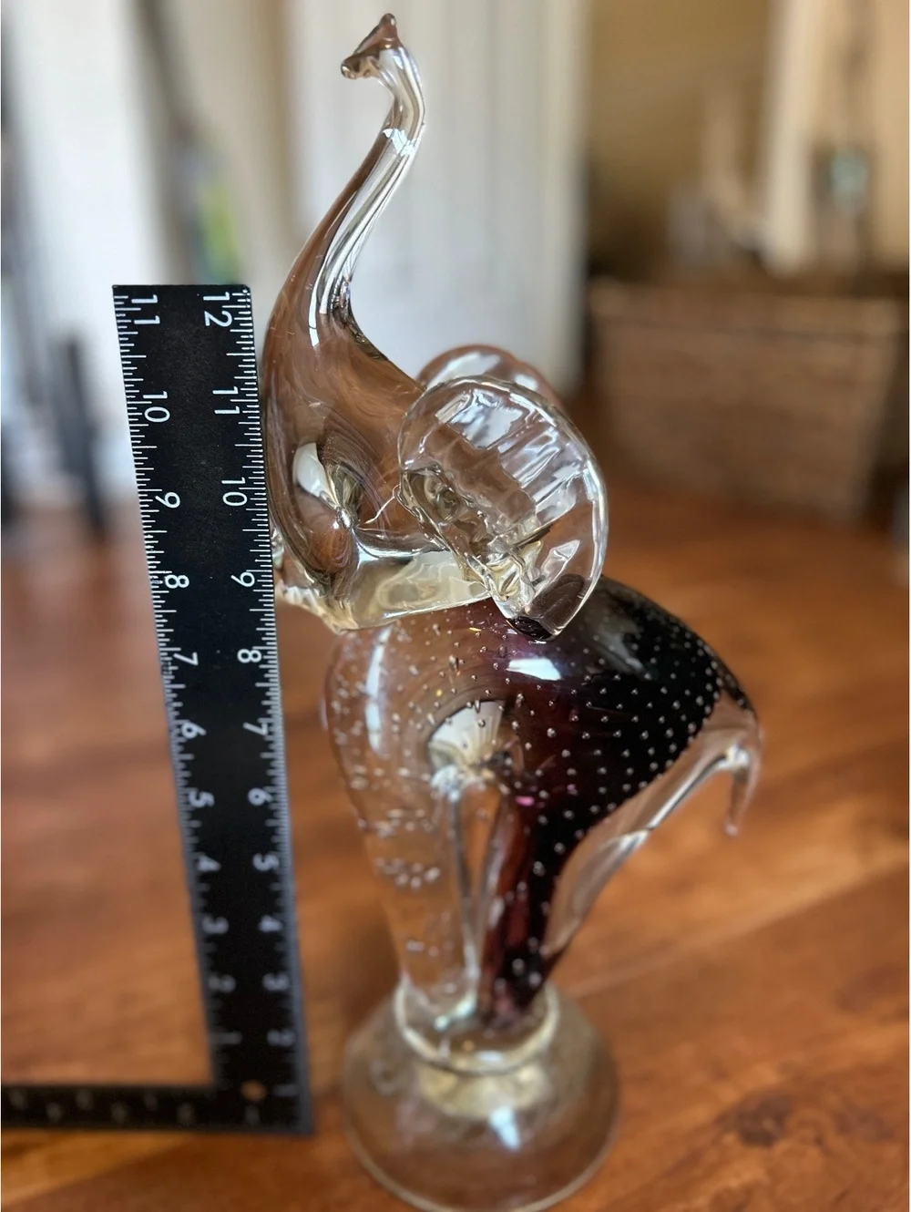 Vintage Murano Art Glass Elephant Figurine with Air Bubbles